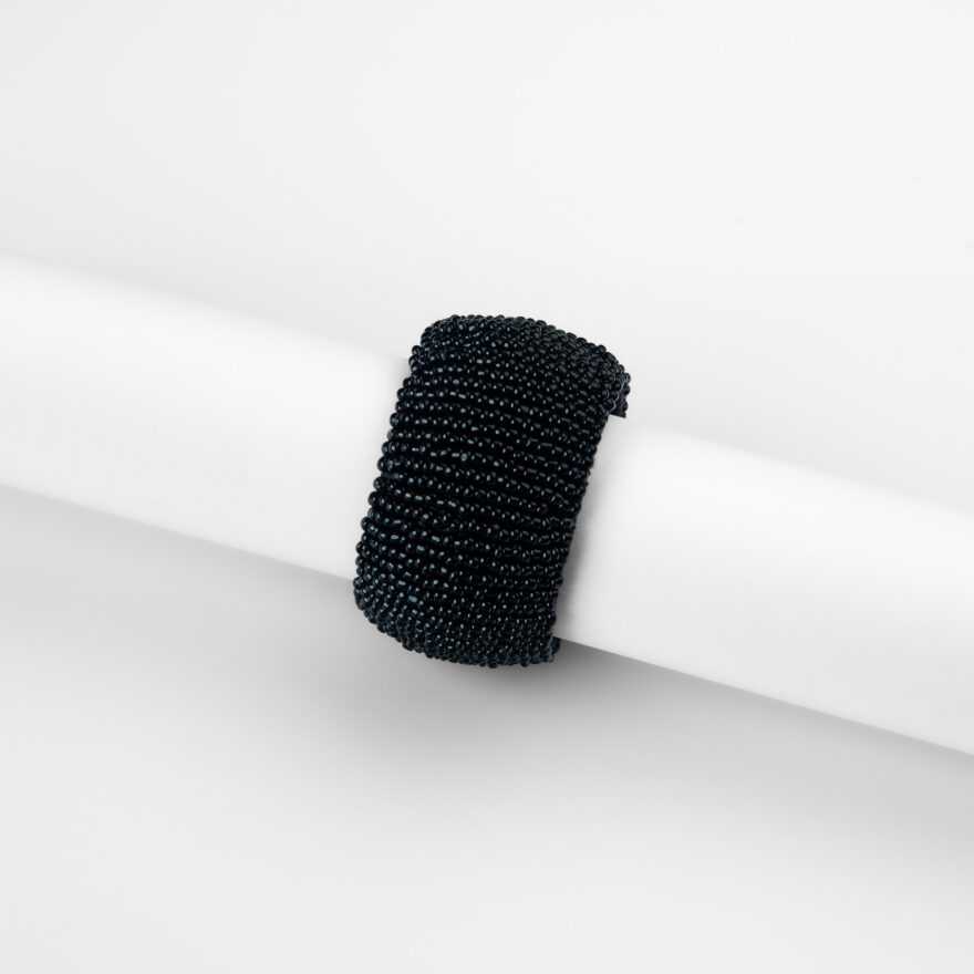 Black Bead Napkin Ring - Over The Top